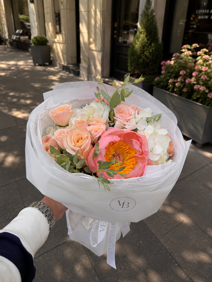 Coral Peony Garden Bouquet